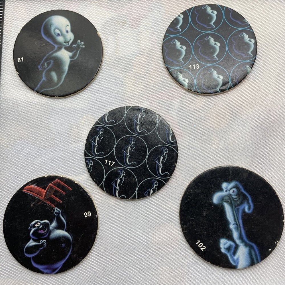 Vintage Game Pog Classics Milk Cap Milkcap Marker Casper Ghost Lot Of 5